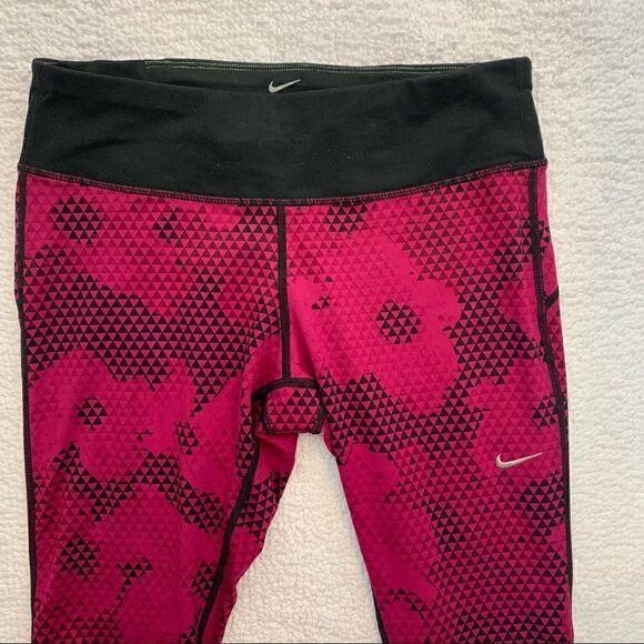 Nike Dry-Fit Running Athletic Crop Pants Pink & Black Dot Cano Women’s Small (S) - Picture 3 of 10